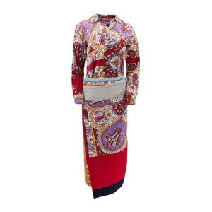 Comme des Garçons 1999 Velvet Paisley Print Paneled Wrap Skirt & Blouse Set